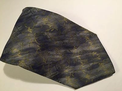Corbata de seda Bugatchi Uomo Italia, 4" X 59", gris con patrón silenciado dorado Foto 1 de 4