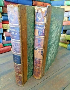 Life of William Pitt Thackeray Large Leatherbound Vintage Chatham RARE 2 Vol Set - Picture 1 of 12