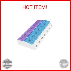 Ezy Dose Weekly AM/PM Pill Organizer, 7-Day Vitamin and Medication Box with Larg - Picture 1 of 2