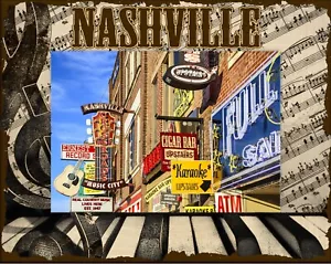 Marco de imagen de madera grabado con láser de música de Nashville paisaje (5 x 7) - Imagen 1 de 2