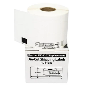 Non-OEM Fits BROTHER DK-1202 REMOVABLE Labels (2-3/7 x 4) - (32) Rolls of 300 - Picture 1 of 7