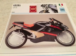 Tarjeta Moto Gilera 125Cx 1991 cx125 125cx Colección Atlas Motocicleta Italia - Imagen 1 de 2