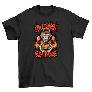 Halloween_242 Gorilla Pumpkin t-shirt - Spooky and Ape-solutely Hilarious! Unise - Picture 1 of 46