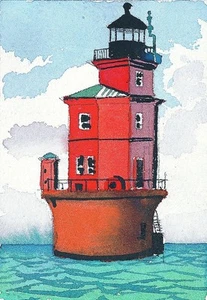 Tarjetas de notas de Wolf Trap Lighthouse Bahía de Chesapeake Virginia - Imagen 1 de 2