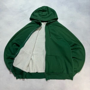 Vintage 70's Green Full Zip Thermo Lined Hoodie Men's L Green Blank Made in USA - Bild 1 von 10