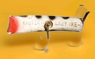 Señuelo Kautzky Lazy Ike de colección negro blanco rojo tapón de pesca anzuelos agudos raro Foto 1 de 3