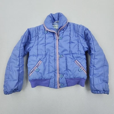 Abrigo acolchado pastel cuello chal vintage años 80 Pacific Trail jóvenes niñas 10 Foto 1 de 4