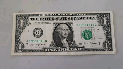 (1958 18, Dec) Birthday/Anniversary Note $1 One Dollar Bill Fancy Serial Number  - Image 1 of 2