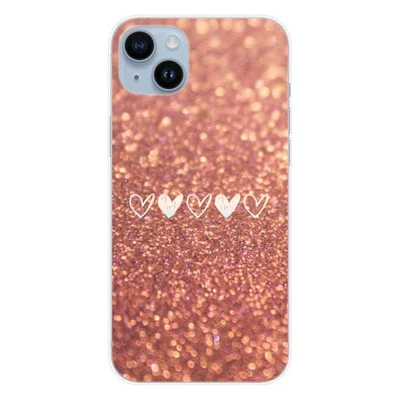 Coque en silicone imprimée compatible Apple iPhone 14 Plus Paillettes coeur - Photo 1/4