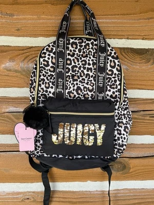 JUICY COUTURE Leopard Sequin Logo Backpack School Travel Bag Kids - Image 1 of 4