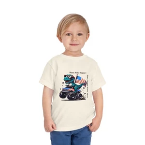 Dino Adventure Toddler Tee – Roar, Ride, Repeat Shirt, Fun Summer Gift for Kids - Picture 1 of 31