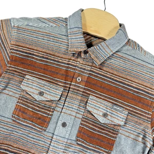 Eddie Bauer Shirt Mens XL Fleece Grey Orange Striped Shacket Aztec Fall Soft - Picture 1 of 7