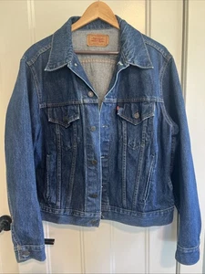 LEVIS LEVI STRAUSS JEAN JACKET vintage mens 46 dark wash USA 70506 0216 trucker - Picture 1 of 13