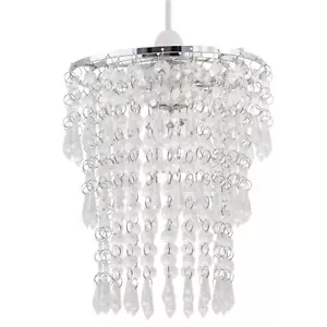 Clear Jewelled Ceiling Light Shade Pendant Modern Acrylic Crystal Lightshade - Picture 1 of 5