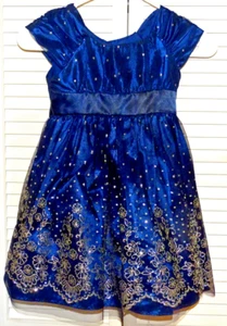 Vestido Jona Michelle Niñas Azul Medianoche Tul Manga Brillante Talla 4T/4 - Imagen 1 de 4