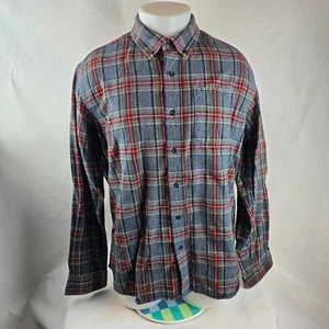 LL Bean Shirt Men Large Grey Button Down Flannel Scotch Plaid Cabincore Outdoors - Picture 1 of 9