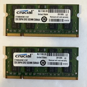4GB 2x2GB Toshiba Satellite A100 A105 A110 A200 A205 A215 A300 A305 A305D Memory - Picture 1 of 2