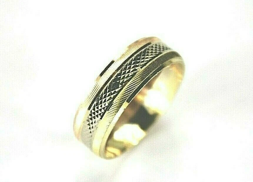 14K GOLD Wedding Band/Ring for Everyone Tri Color D/C Sizes 5-13 with Engraving - Image 1 of 1