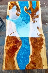 48x24 Inches Epoxy Resin With Acacia Wood Dining Table & Gift For Christmas - Picture 1 of 1