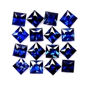 Certified Calibrated Natural Blue Sapphire 6 mm Princess Lot Gemstone 20 Pcs - Picture 1 of 6