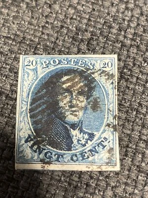 Bélgica #7 IMPERF. USADO SOTN - 1851 20c Rey Leopoldo I Foto 1 de 2
