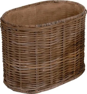 Stabiler Kaminholzkorb,Oval XL, Flechtkorb mit Jutestoff/aus Natur-Rattan Grau  - Bild 1 von 1