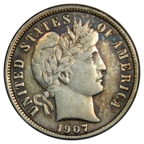 1907-S BARBER DIME ~ CHOICE XF/AU HINT OF BLUE TONING! ~ PRICED RIGHT! Cover