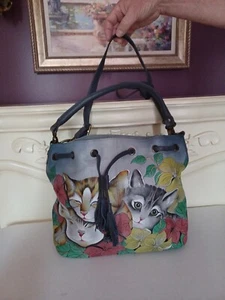 Anuschka Hand Painted (Cats) Leather Handbag/Shoulder Bag (NEW) - Picture 1 of 8