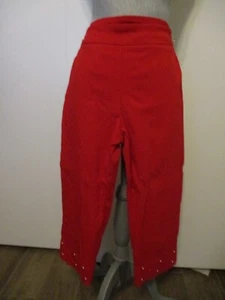 Counterparts Women's Pull On Capri Pants Red w/ Gold Studs Sz 10 Cotton Spandex - Picture 1 of 8