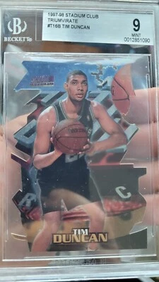 1997 Topps Stadium Club - Triumvirate Tim Duncan #T16B Luminous (RC) - BGS 9 - Image 1 of 3