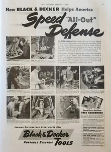 1941 Black & Decker Portable Electric Tools Vintage Ad Speed all out defense - Bild 1 von 1