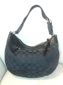 Coach SoHo Black Signature Jacquard Hobo Handbag Purse F13740 - Picture 1 of 6