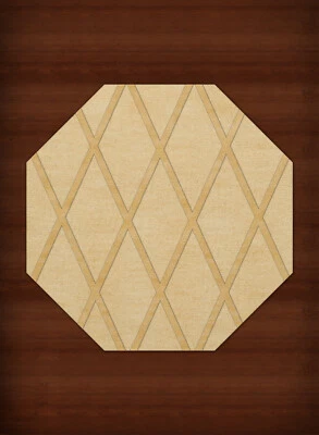 Yellow Transitional Hand Hooked Diamonds Criss-Cross Area Rug Geometric DV11 - Image 1 of 2