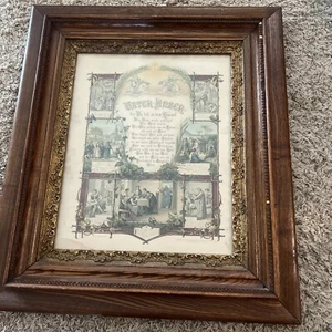 Antique 1880 Lords Prayer Kunstdruck & Verla Framed & Under Glass German - Picture 1 of 24