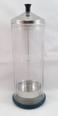 Peines y tijeras desinfectantes de vidrio barbicida vintage para remojar peluquería Foto 1 de 4