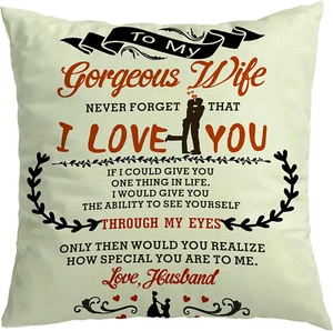 "Almohada decorativa - Regalos de San Valentín para esposa de esposo, lino de algodón de 18" - Imagen 1 de 7