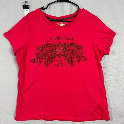 U.S. Polo Assn. Red Round Neck Short Sleeve Tee Shirt Top Plus Size 2X - Image 1 of 4