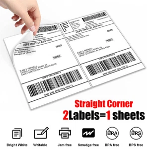 50-20000 8.5x5.5" Shipping Mailing Labels Half Sheet Self Adhesive for Laser ink - Picture 1 of 33