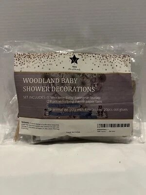 Woodland Theme Baby Shower Invitations  Bundle Decorations Banner, Fans, Animals - Image 1 of 4