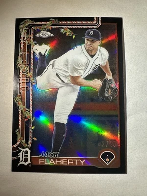 2025 Topps Holiday Chrome Jack Flaherty Black Refractor /10 #HC51 Detroit Tigers - Image 1 of 4