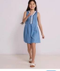 Vineyard Vines Girls Denim Chambray Pintuck Dress. Small - Picture 1 of 6