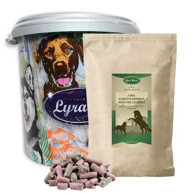 5 kg Karotte-Himbeer-Kräuter Leckerli Pferdefutter Lyra Horse® in 30 L Tonne - Bild 1 von 4