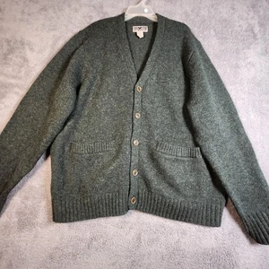 Duluth Trading Co Shetland Wool Cardigan Sweater Green Grandpa Sz 2XL - Picture 1 of 8