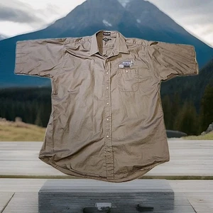 Raceway Ministries TMS Texas Logo Brown Short Sleeve Shirt Button Down Mens 2XL - Picture 1 of 6