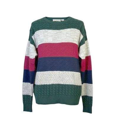 Suéter Tejido Algodón Rayas AEO De Colección L Verde Azul Marino Borgoña Años 90 Mallcore Prep Foto 1 de 4