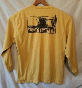 T-shirt uomo Carhartt vintage manica lunga gialla trattore combinato taglia XL - Foto 1 di 6