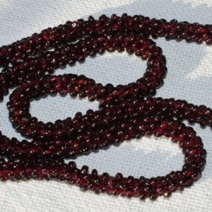  COLLAR 34" GENUINO ROJO RODOLITA GRANATE PIEDRAS PRECIOSAS GRANO TRENZADO - Imagen 1 de 4