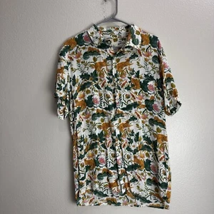 RJC By Rebel James Charli Cheetah Button Up Shirt Size Large - Picture 1 of 8