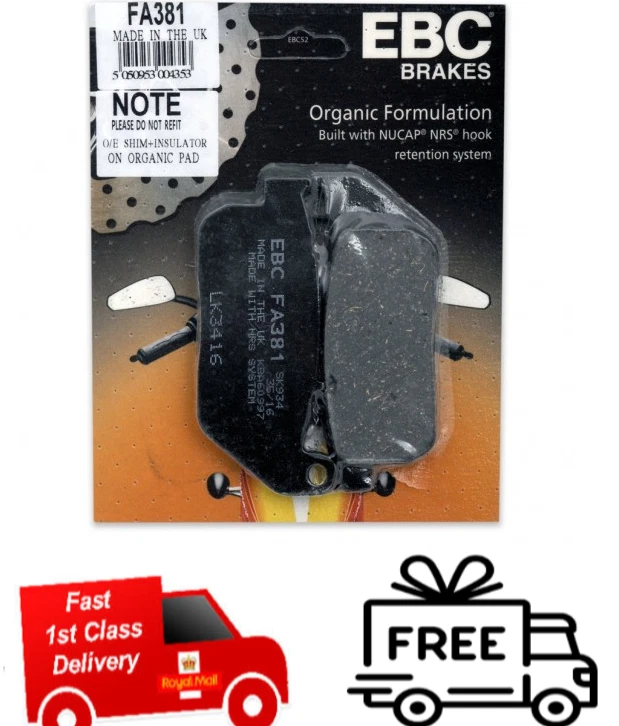 Se adapta a las pastillas de freno de disco delanteras orgánicas HARLEY DAVIDSON XL 883 2004 - 2013 EBC FA381 Foto 1 de 1