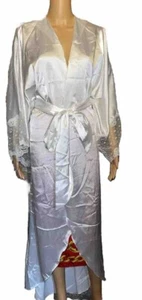 VTG 70s Blanche By Ralph Montenero Pearl White Long Kimono Sleeve Nightgown Robe - Picture 1 of 10